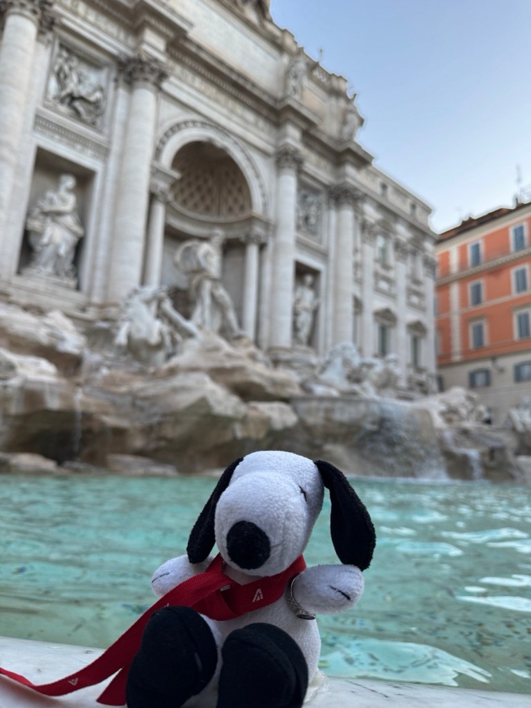 International Snoopy visiting the Trevi Fountain in Rome